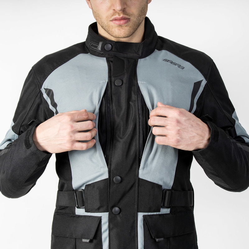Ozone Traker schwarz und grau Motorrad Jacke Ausverkauf