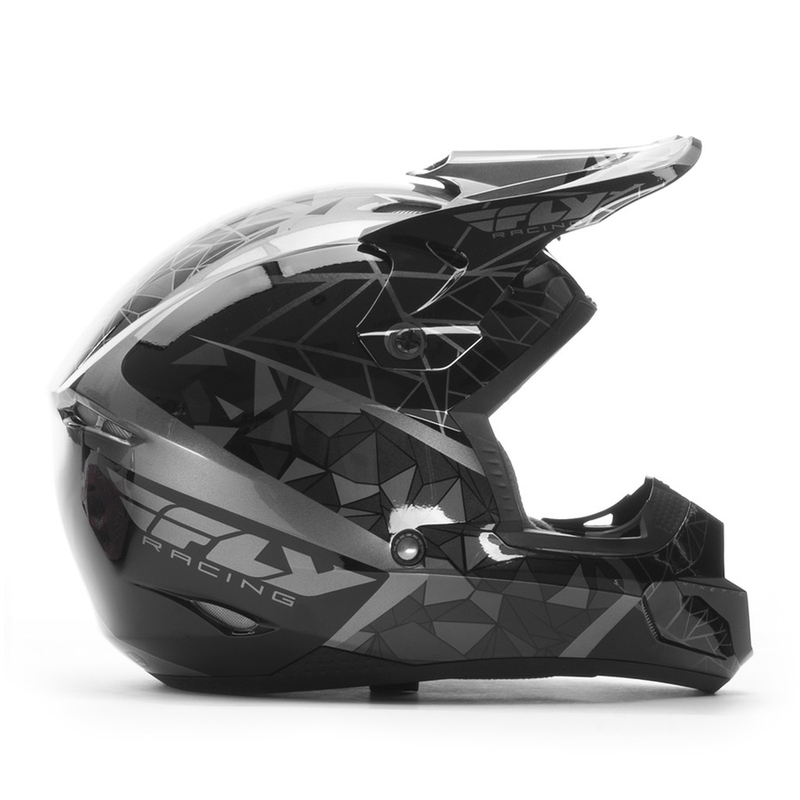 Motocross Helm FLY Racing Kinetic CRUX - USA schwarzer Ausverkauf