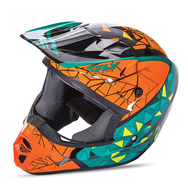 Motocross Helm FLY Racing Kinetic CRUX - USA orange-türkis-schwarz