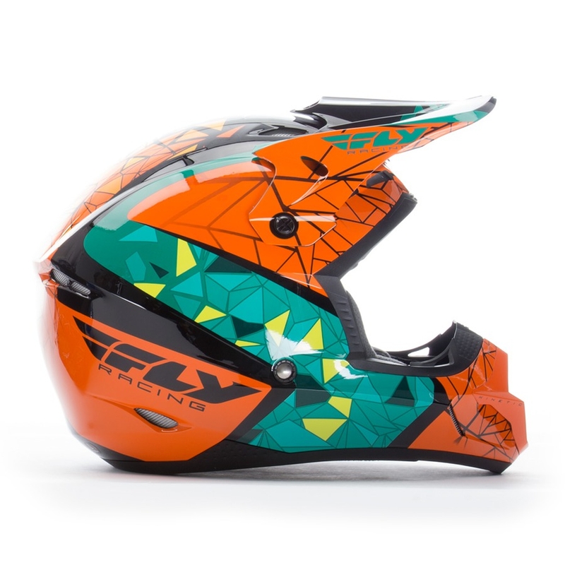 Motocross Helm FLY Racing Kinetic CRUX - USA orange-türkis-schwarz