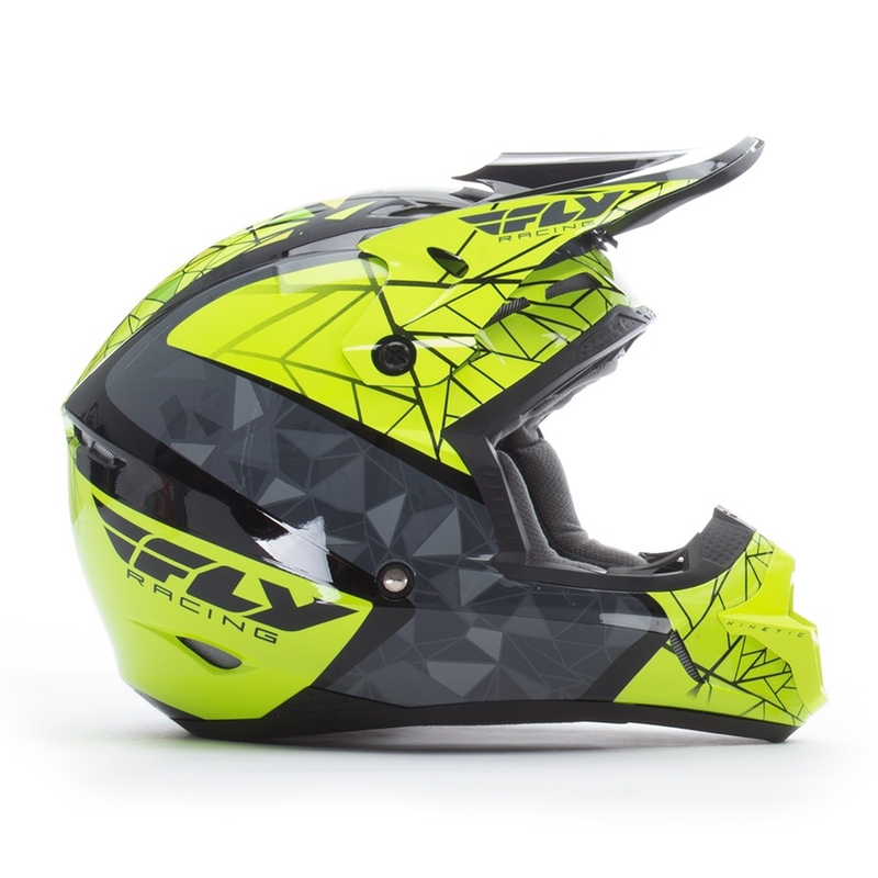 Motocross Helm FLY Racing Kinetic CRUX - USA fluo gelb-grau-schwarz Ausverkauf