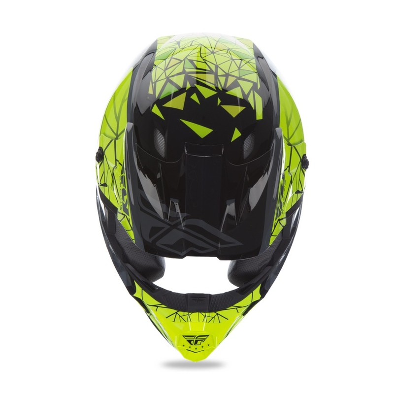 Motocross Helm FLY Racing Kinetic CRUX - USA fluo gelb-grau-schwarz Ausverkauf