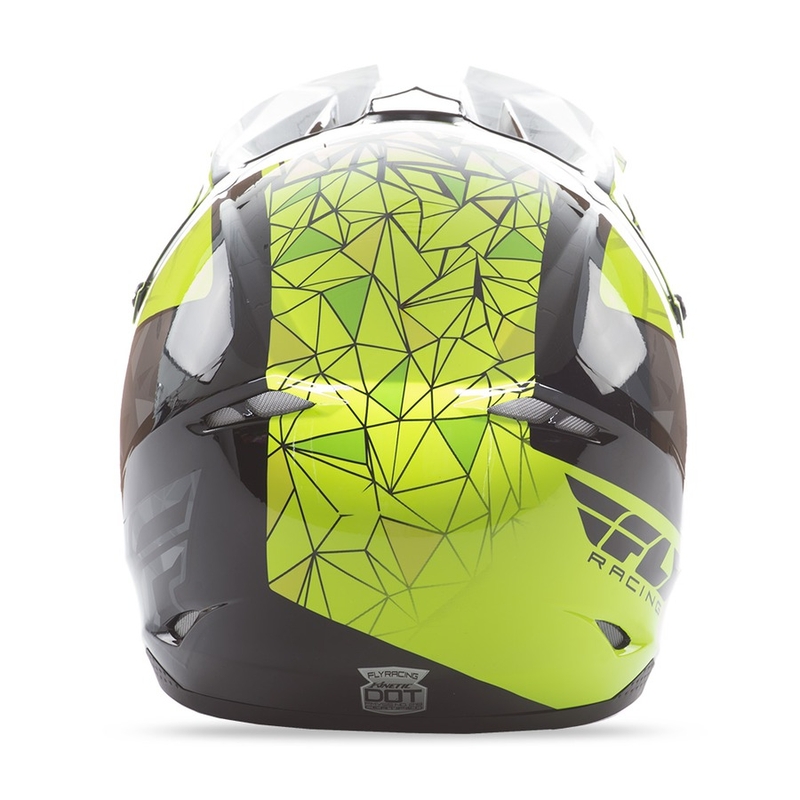 Motocross Helm FLY Racing Kinetic CRUX - USA fluo gelb-grau-schwarz Ausverkauf