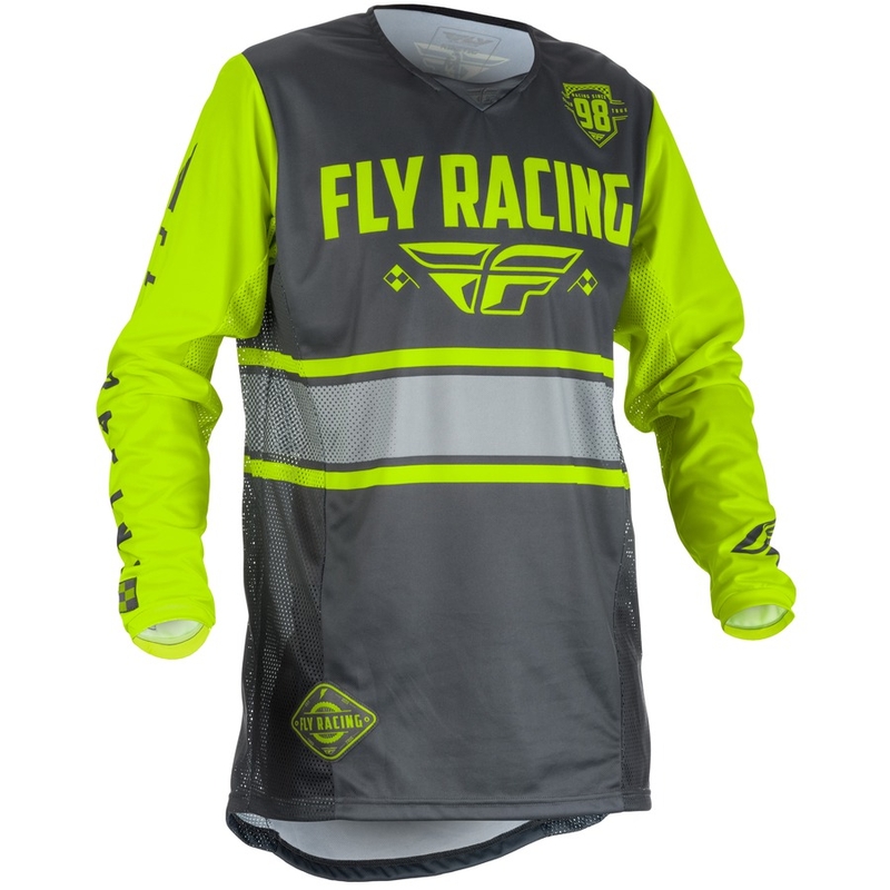 Motocross Trikot FLY Racing Kinetic ERA 2018 - USA grau-fluo gelb