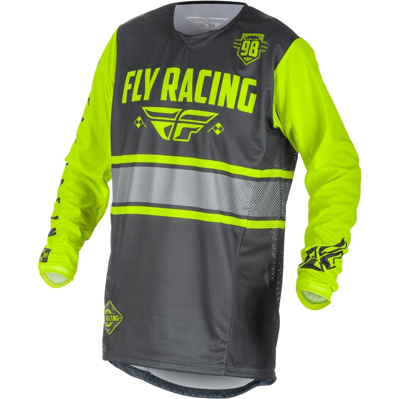 Motocross Trikot FLY Racing Kinetic ERA 2018 - USA grau-fluo gelb