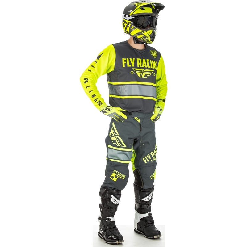 Motocross Trikot FLY Racing Kinetic ERA 2018 - USA grau-fluo gelb