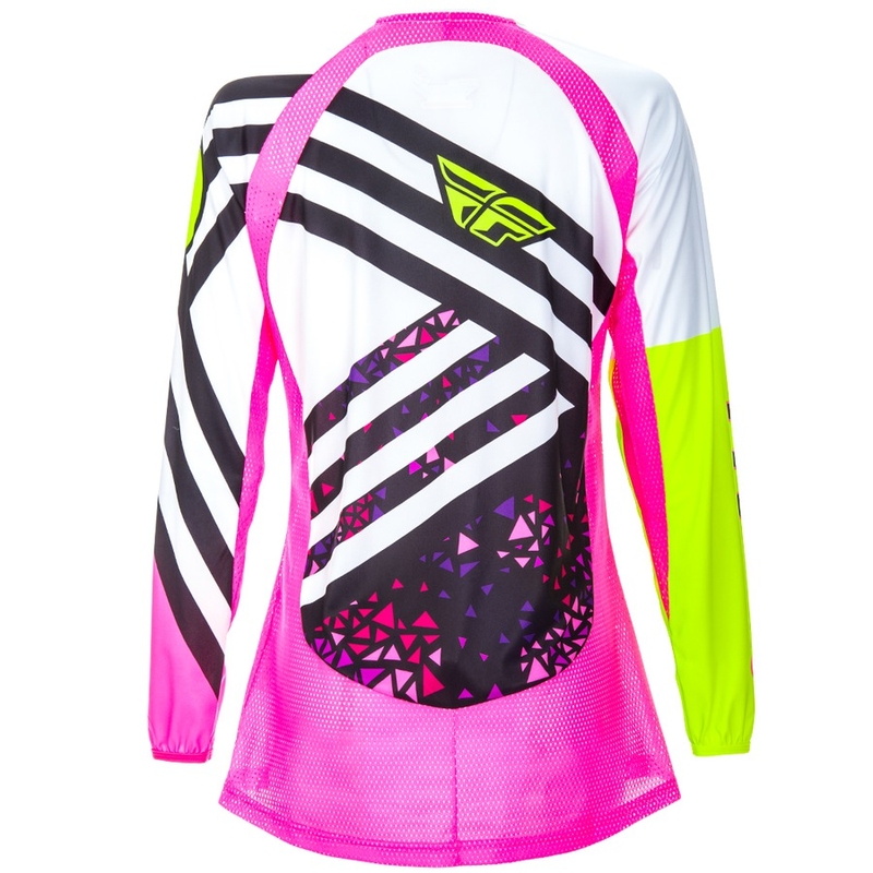 Damen Motocross Trikot FLY Racing Kinetic 2018 - USA rosa-weiß-fluo gelb