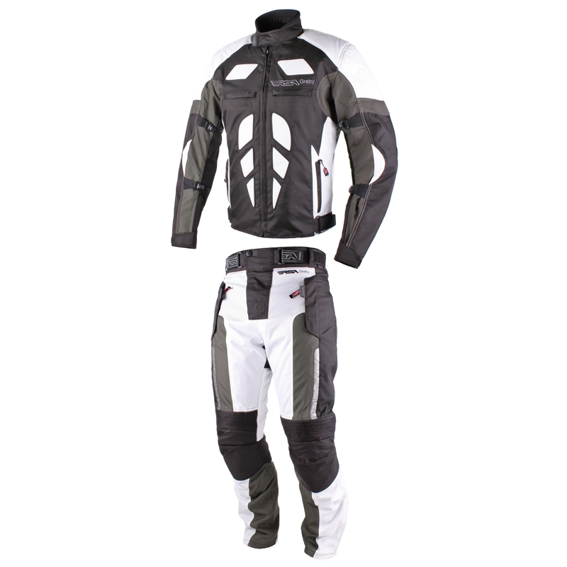 RSA Greby schwarz-weißer Motorrad-Overall für Herren Ausverkauf
