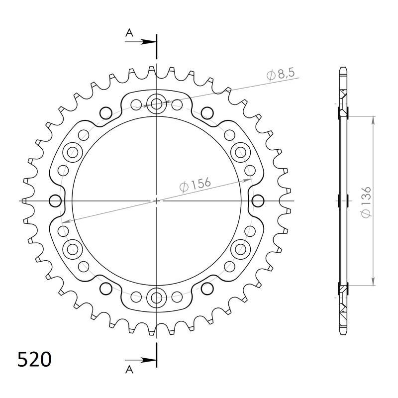 Kettenrad SUPERSPROX STEALTH gold 41T, 520
