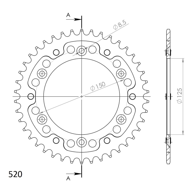 Kettenrad SUPERSPROX STEALTH gold 42T, 520