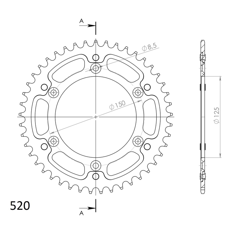Kettenrad SUPERSPROX STEALTH gold 45T, 520