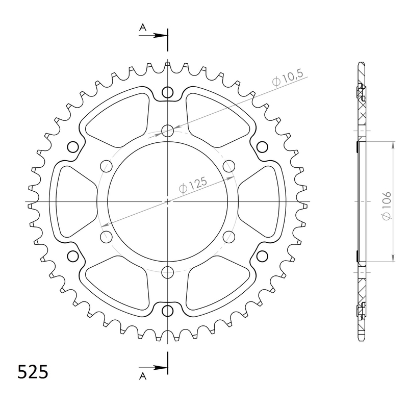 Kettenrad SUPERSPROX STEALTH gold 47T, 525