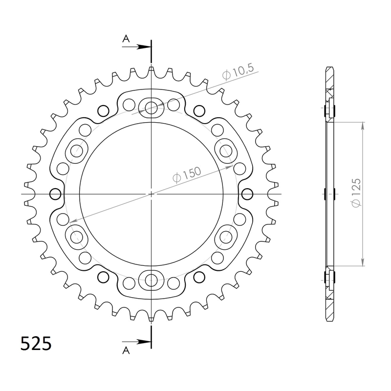 Kettenrad SUPERSPROX STEALTH gold 42T, 525