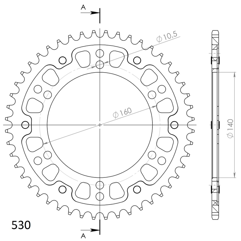 Kettenrad SUPERSPROX STEALTH gold 48T, 530