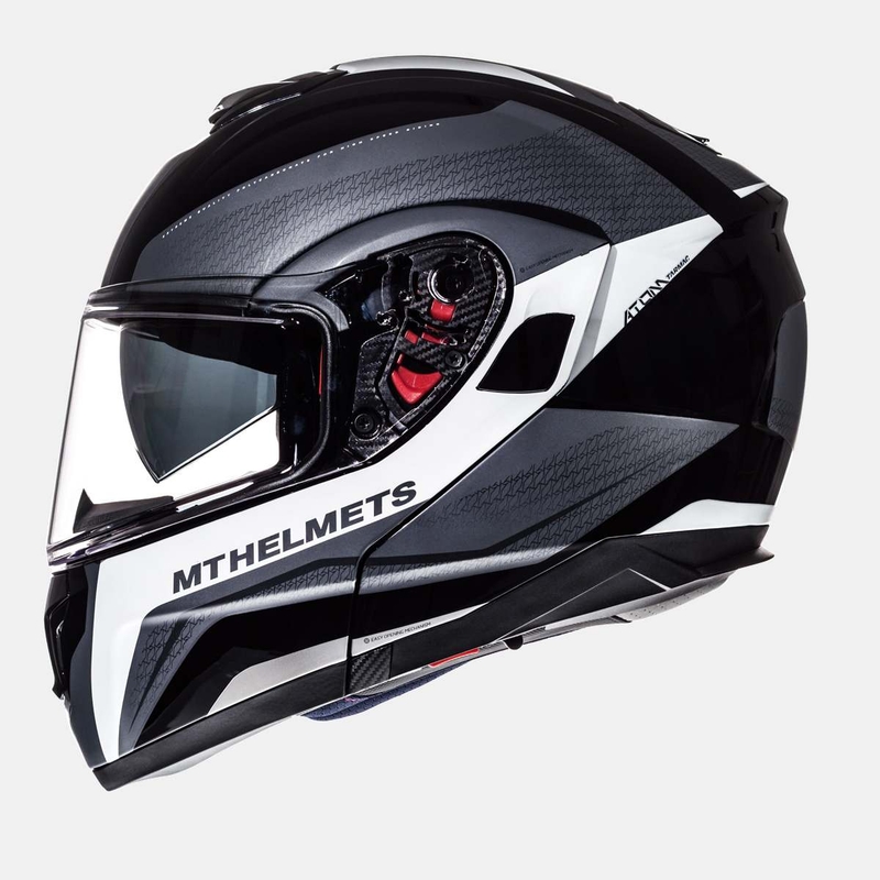 MT Atom Tarmac schwarz matt-weißer Motorradhelm zum Aufklappen Ausverkauf