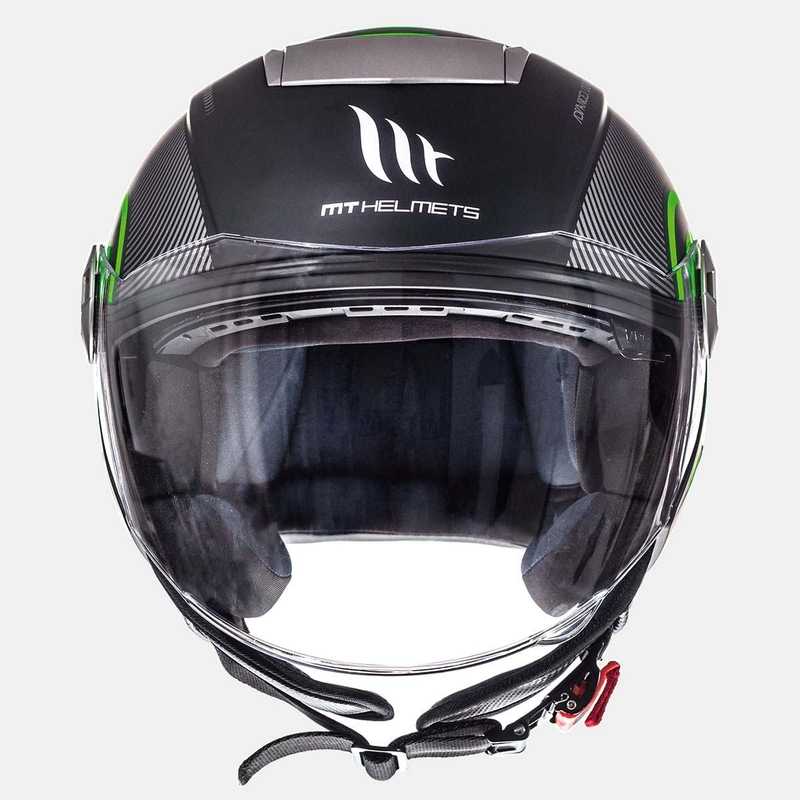Motorradhelm Open MT City Eleven SV Tron Schwarz Matte Fluo Grün Ausverkauf