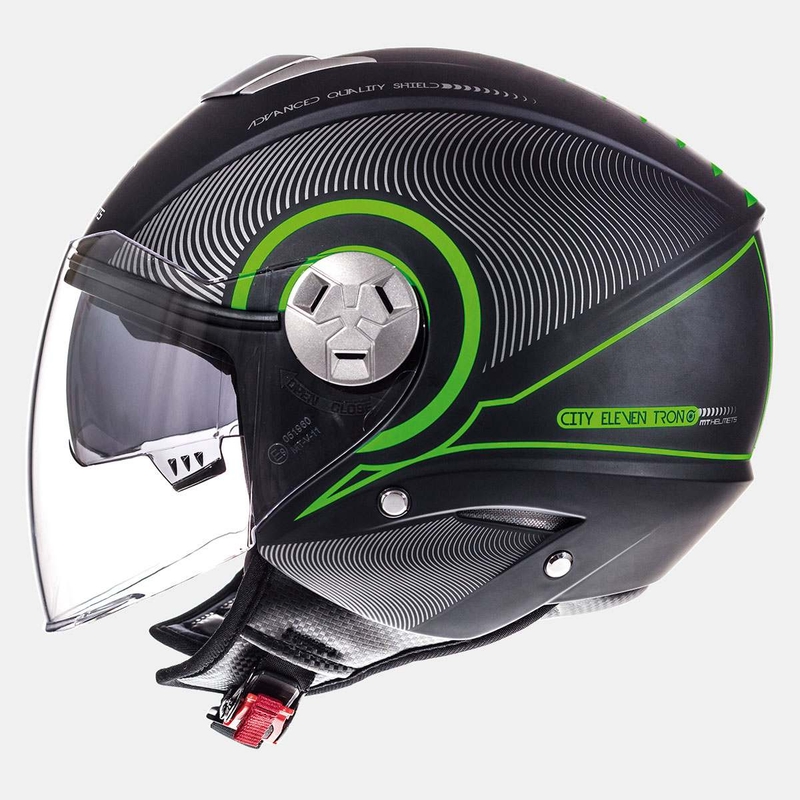 Motorradhelm Open MT City Eleven SV Tron Schwarz Matte Fluo Grün Ausverkauf