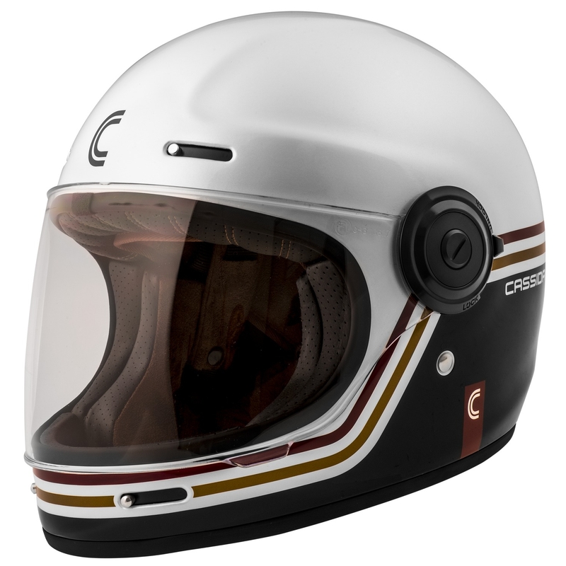 Cassida Fibre Super Hooligan Carat Integral Motorradhelm weiß-schwarz-rot-gold Ausverkauf