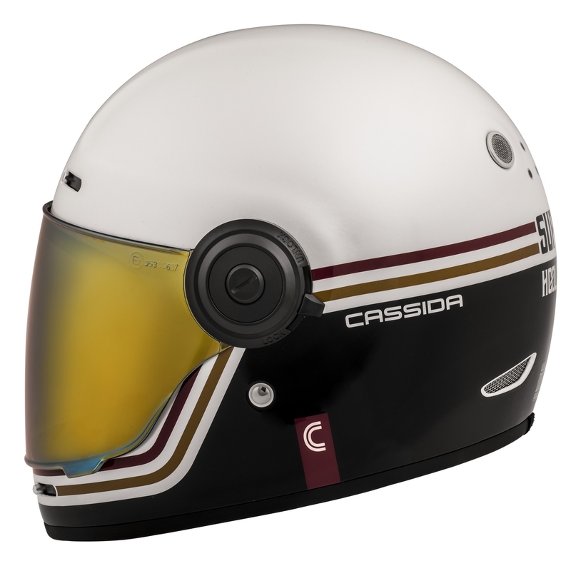 Cassida Fibre Super Hooligan Carat Integral Motorradhelm weiß-schwarz-rot-gold Ausverkauf