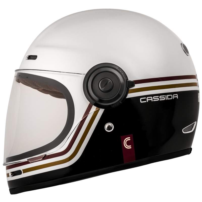 Cassida Fibre Super Hooligan Carat Integral Motorradhelm weiß-schwarz-rot-gold Ausverkauf