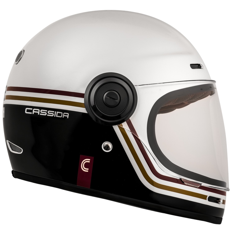 Cassida Fibre Super Hooligan Carat Integral Motorradhelm weiß-schwarz-rot-gold Ausverkauf