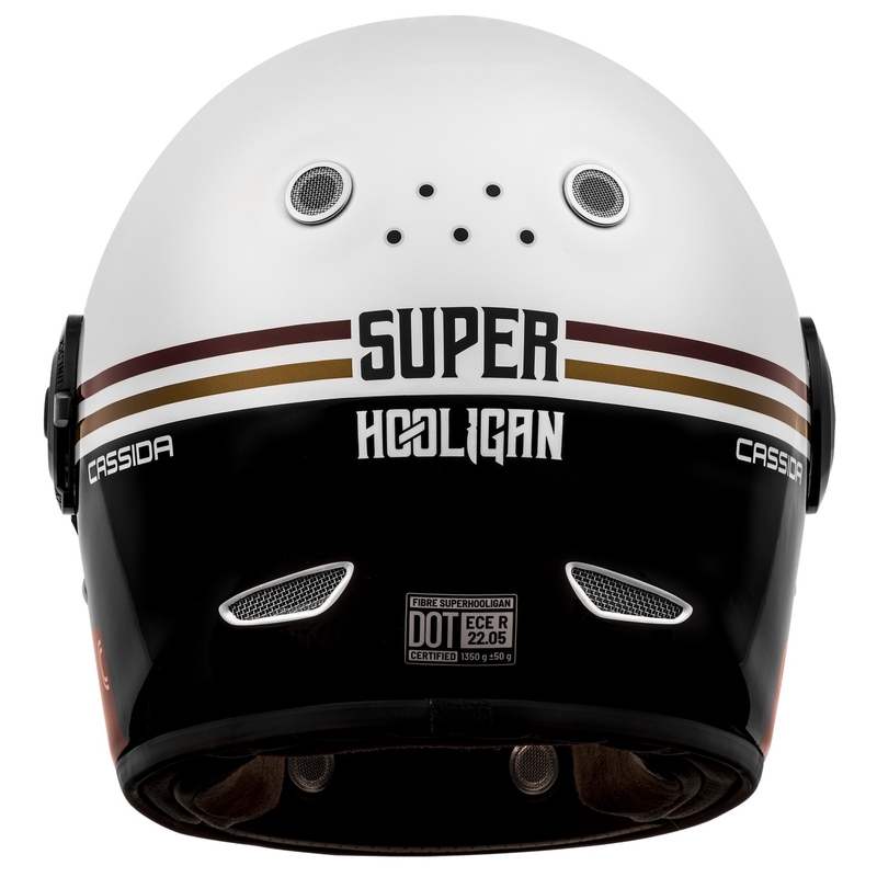 Cassida Fibre Super Hooligan Carat Integral Motorradhelm weiß-schwarz-rot-gold Ausverkauf