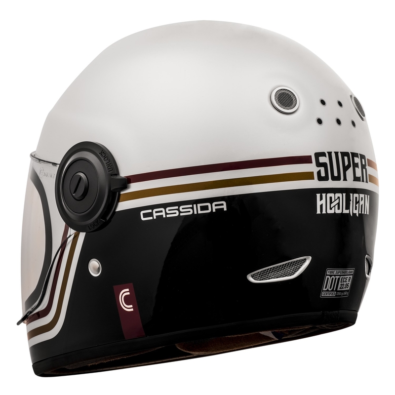 Cassida Fibre Super Hooligan Carat Integral Motorradhelm weiß-schwarz-rot-gold Ausverkauf