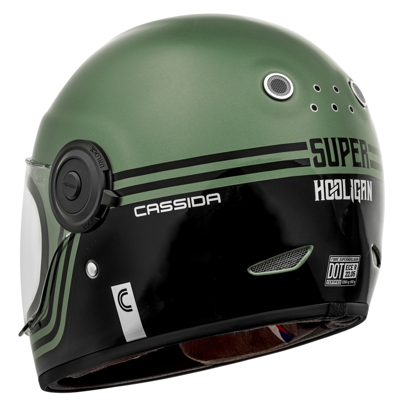 Cassida Fibre Super Hooligan Schwarz-Grün Integral-Motorradhelm Ausverkauf
