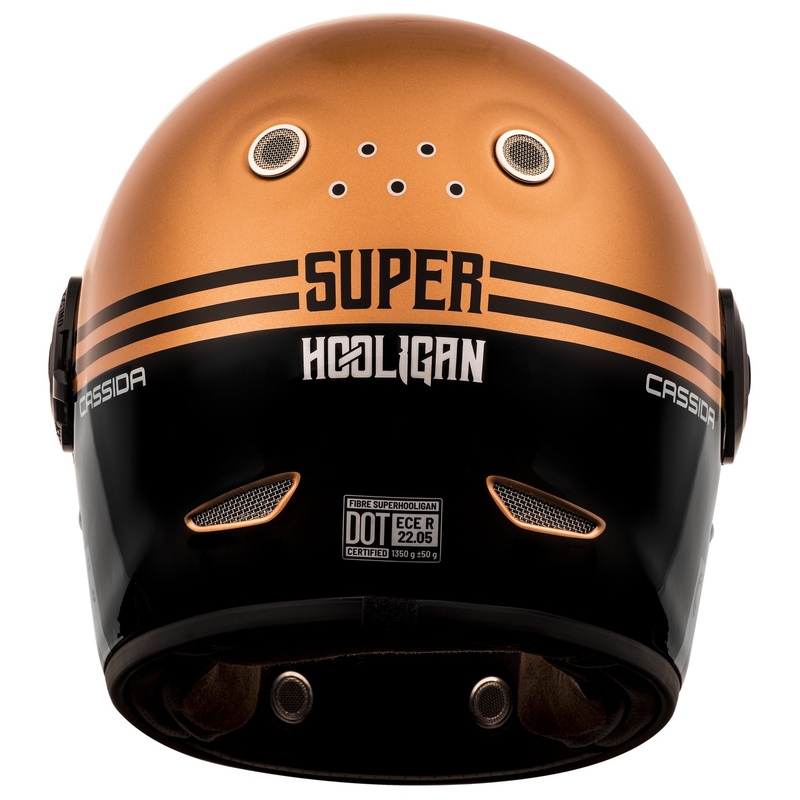 Cassida Fibre Super Hooligan integraler Motorradhelm schwarz und Kupfer Ausverkauf