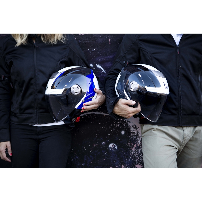MT City Eleven SV Spark Schwarz, Weiß und Grau Open Motorradhelm Ausverkauf