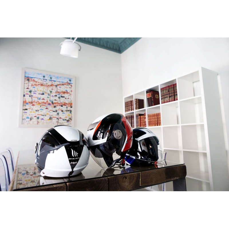 MT City Eleven SV Spark Schwarz-Weiß-Rot Open Motorradhelm Ausverkauf