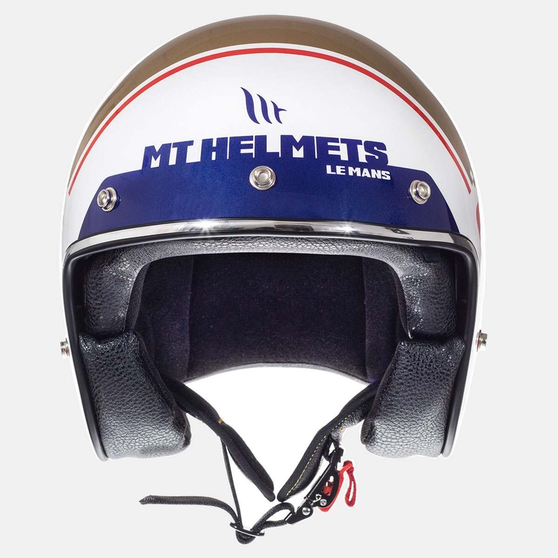 MT LeMans SV 2 Nummernschild Motorradhelm weiß-gold
