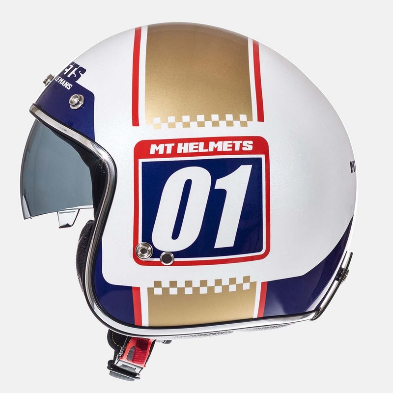 MT LeMans SV 2 Nummernschild Motorradhelm weiß-gold