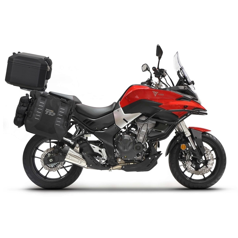 Complete set of SHAD TERRA TR40 adventure saddlebags and SHAD TERRA BLACK aluminium 48L topcase, including mounting kit SHAD Voge 500DS / 500DSX