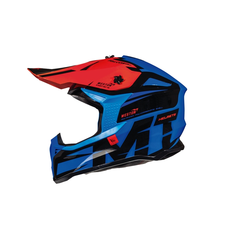 MT Falcon Weston Motocross Helm blau-rot