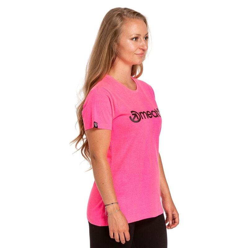 Damen-T-Shirt Meatfly Ladies MF Logo neon pink Ausverkauf