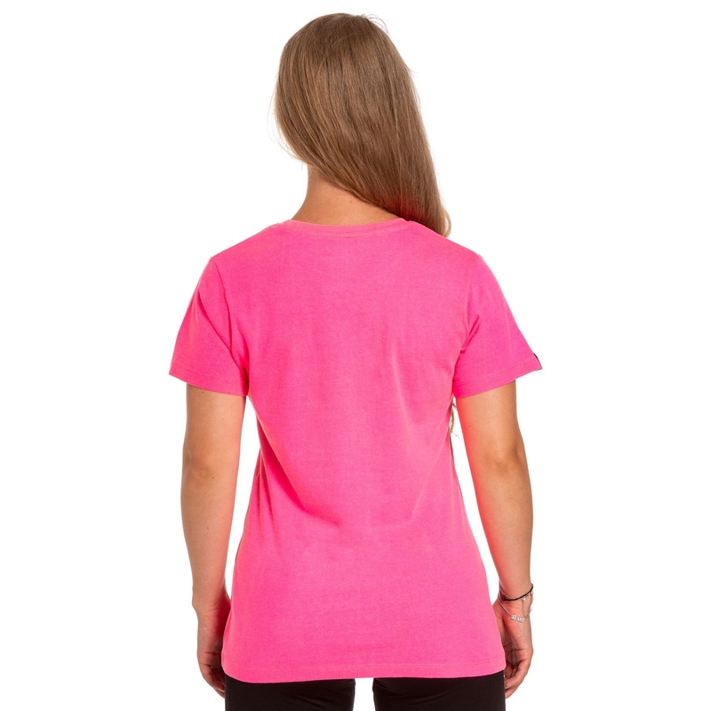 Damen-T-Shirt Meatfly Ladies MF Logo neon pink Ausverkauf