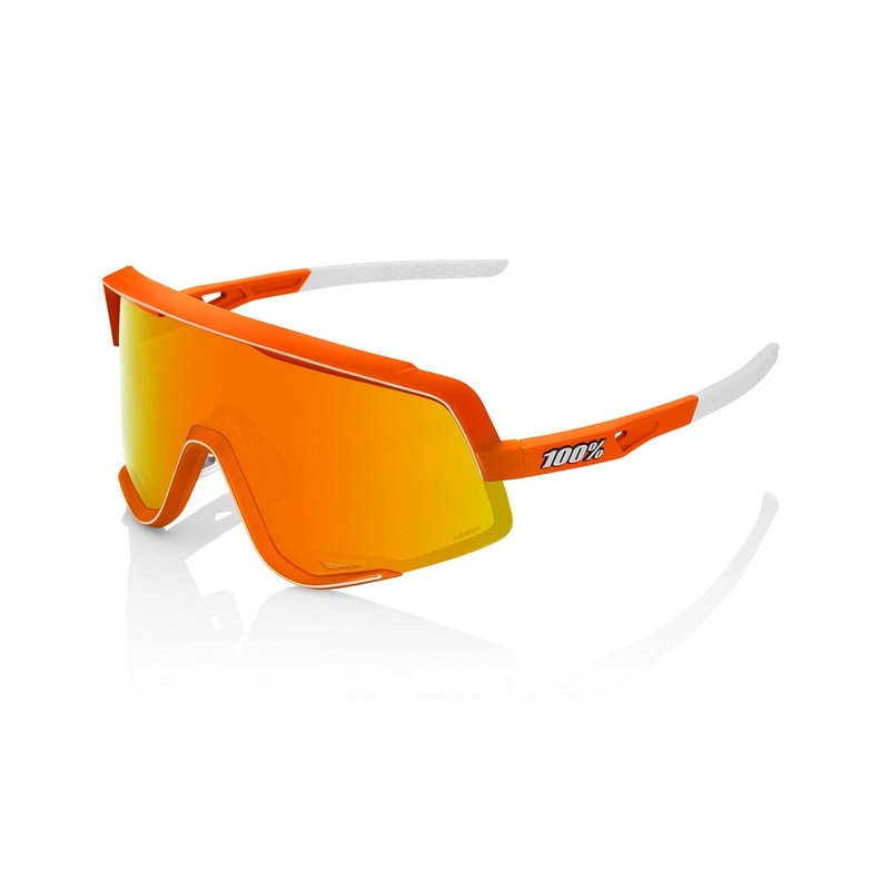 Sonnenbrille 100% GLENDALE Soft Tact Neon Orange orange und weiß (HIPER rote Gläser)