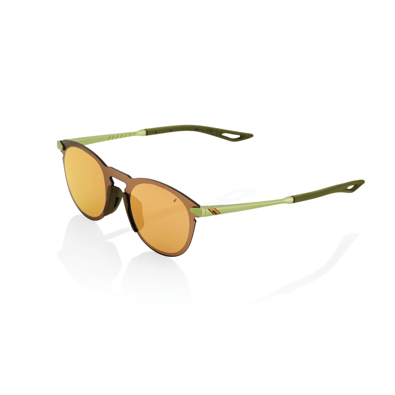 Sonnenbrille 100% LEGERE ROUND Matte Metallic Viperdae braun-grün (bronzefarbene Gläser)