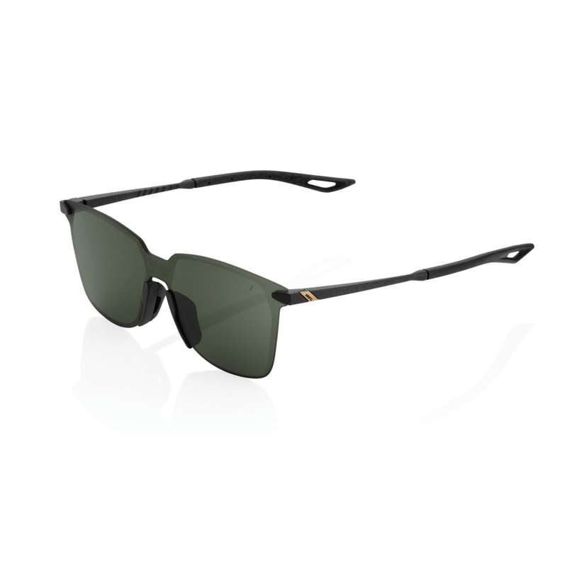 Sonnenbrille 100% LEGERE SQUARE Mattschwarz schwarz (grüne Gläser)