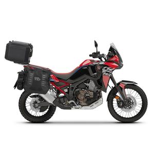 Complete set of SHAD TERRA TR40 adventure saddlebags and SHAD TERRA BLACK aluminium 55L topcase, including mounting kit SHAD HONDA CRF 1100 Africa Twin