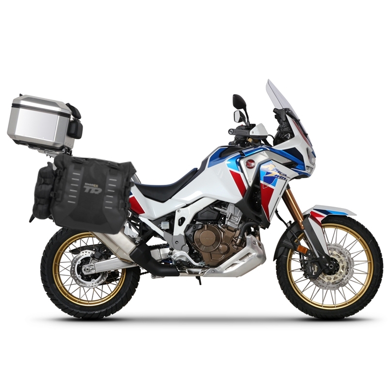 Complete set of SHAD TERRA TR40 adventure saddlebags and SHAD TERRA aluminium 48L topcase, including mounting kit SHAD HONDA CRF 1100 Africa Twin