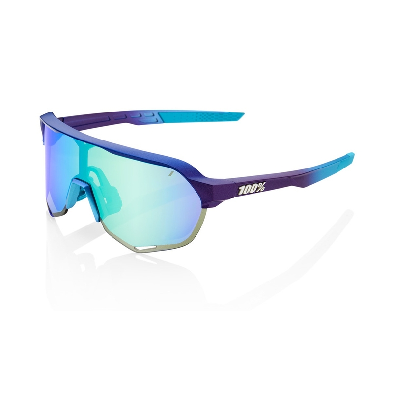 Sonnenbrille 100% S2 Matte Metallic Into blau-violett (blaues Chromglas)