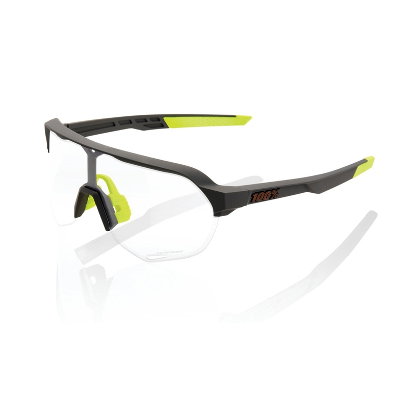 Sonnenbrille 100% S2 Soft Tact Cool Grey Grau-Gelb (photochromes Glas)
