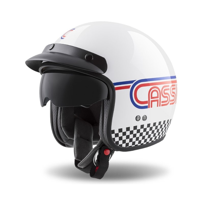 Cassida Oxygen Rondo offen Motorradhelm Perle weiß-rot-blau-schwarz Ausverkauf
