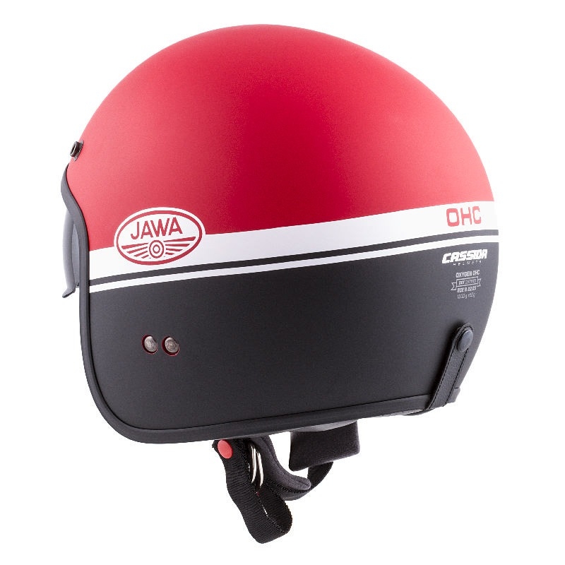 Offener Motorradhelm Cassida Oxygen Jawa OHC rot-schwarz-weiß