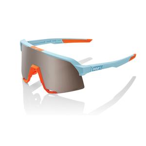 Sonnenbrille 100% S3 Soft Tact Two Tone orange-blau (silbernes Glas)