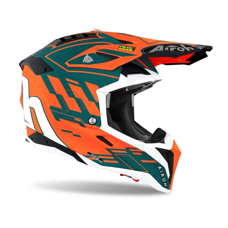 Motocross Helm Airoh Aviator 3.0 Rampage 2021 orange-grau-weiß