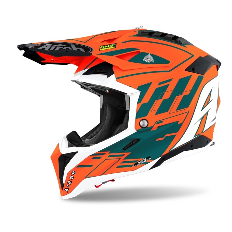 Motocross Helm Airoh Aviator 3.0 Rampage 2021 orange-grau-weiß
