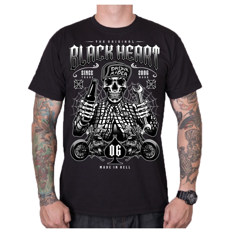 Men's Black Heart Drunk Rider Hemd schwarz